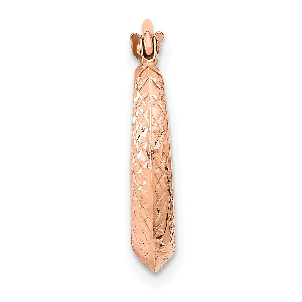 Single 14K Rose Gold Textured Hollow Hoop Earring