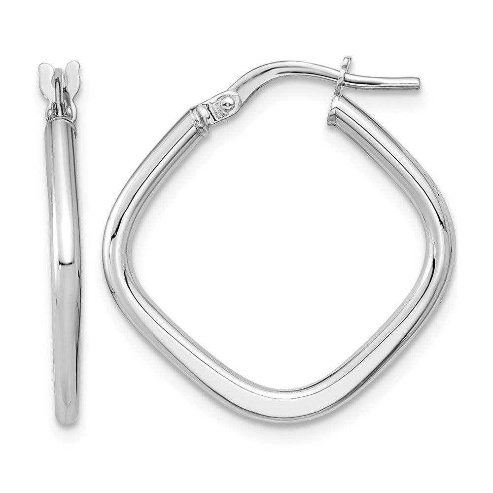 14k White Gold Polished Square Hoops