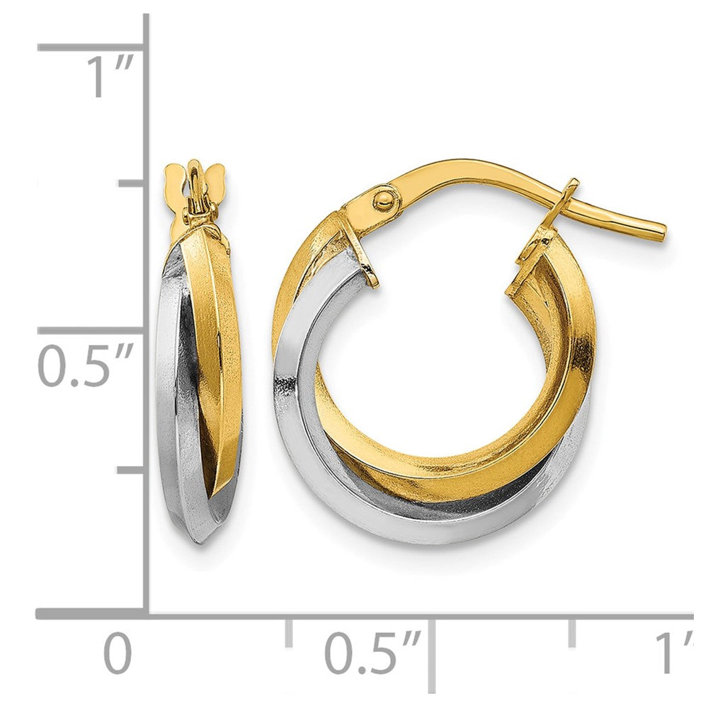 14k Two Tone Polished Double Hoops