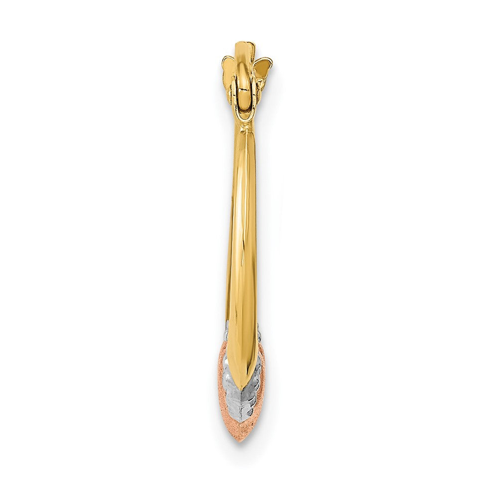 Single 14k Two-tone w/White Rhodium Polished Satin & D/C Hoop Earring