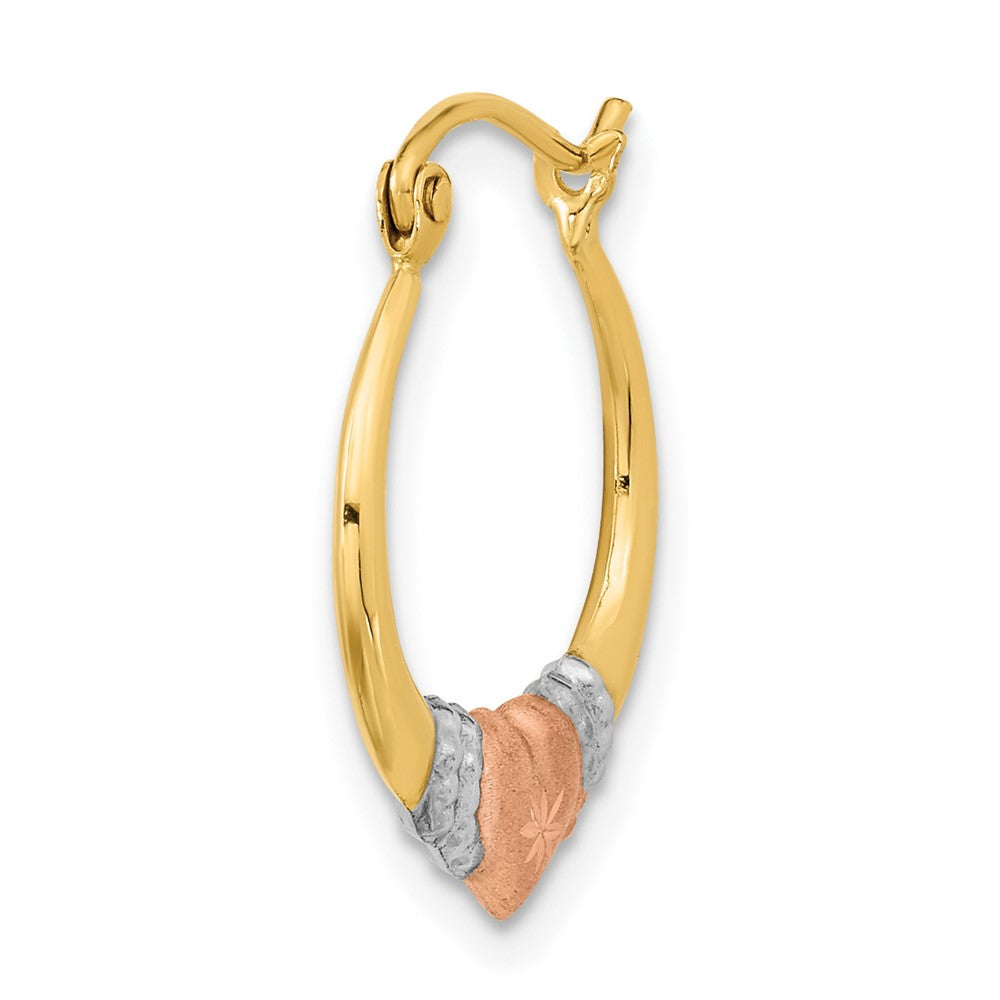 Single 14k Two-tone w/White Rhodium Polished Satin & D/C Hoop Earring