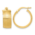 14K 8mm Polished Textured Hinged Hoop Earrings