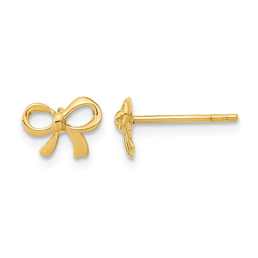 14k Gold Polished Bow Post Earrings