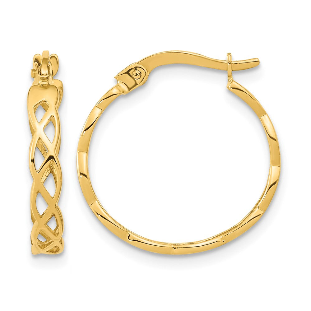 14k Gold Polished Intertwined Filigree Hoop Earrings