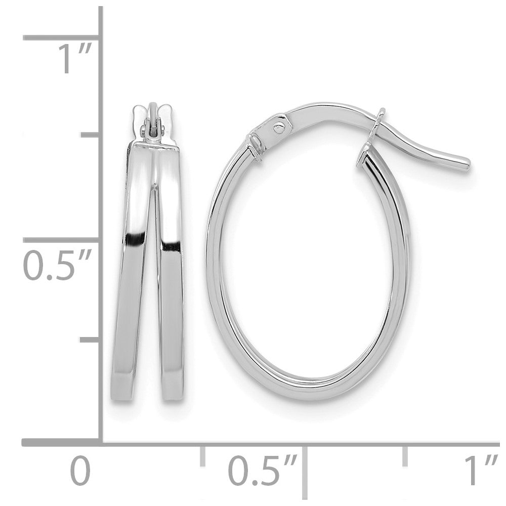 14k White Gold Polished Double Hoops
