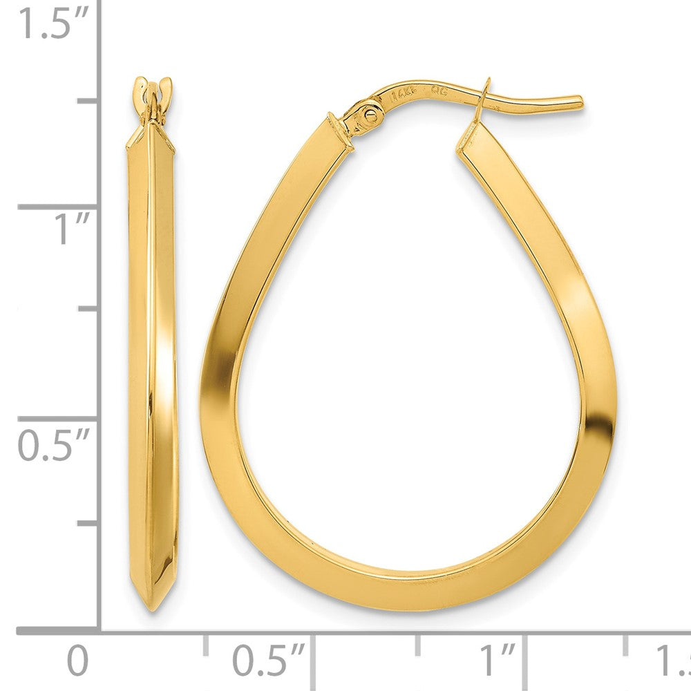 14k Polished 2.75mm Knife Edge Teardrop Shape Hoop Earrings