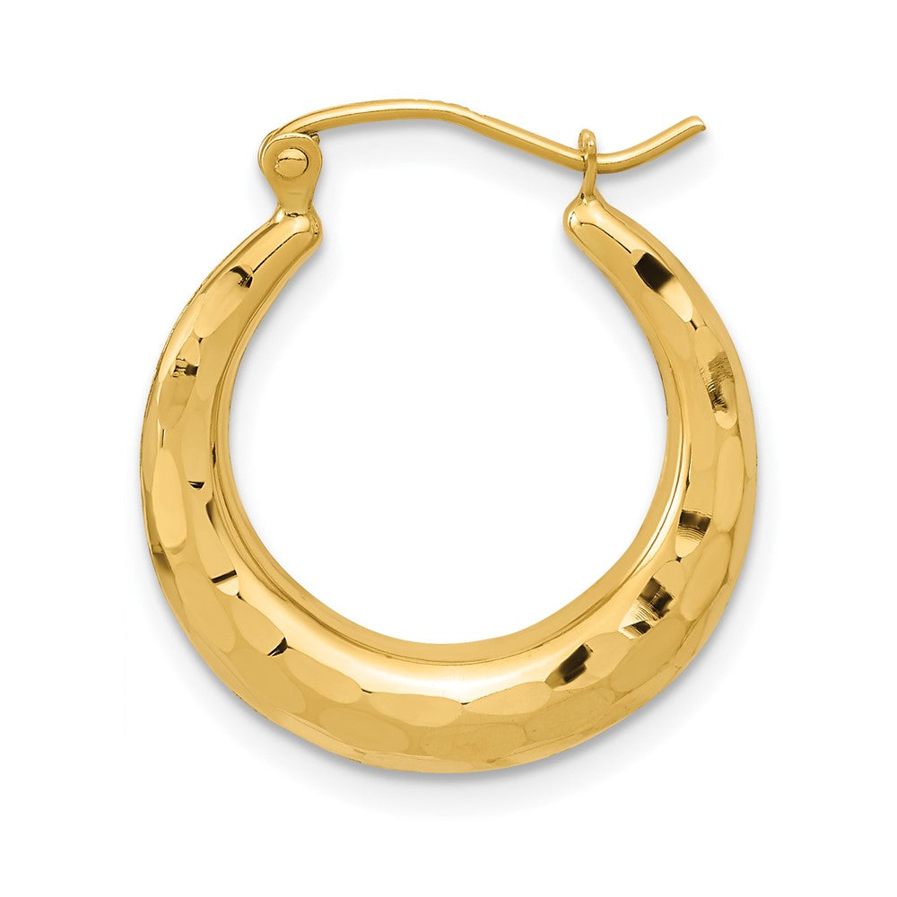 Single 14k Polished Diamond-cut Hoop Earring