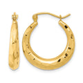 14k Polished Diamond-cut Hoop Earrings
