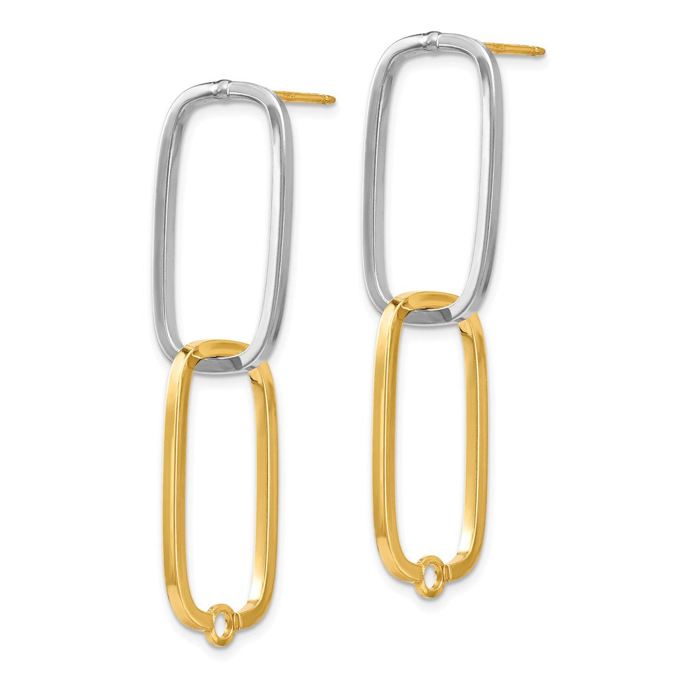 14k Two-Tone Fancy Versatile Rectangle Post Earrings