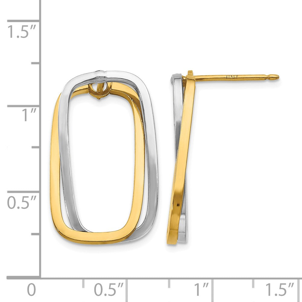 14k Two-Tone Fancy Versatile Rectangle Post Earrings