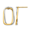 14k Two-Tone Fancy Versatile Rectangle Post Earrings