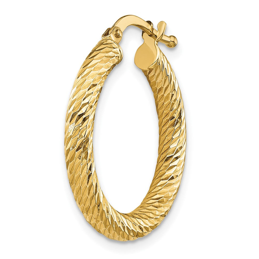 Single 14k Polished 3mm Diamond-cut Round Hoop Earring