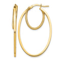 14k Polished & Textured Double Oval Hoop Earrings
