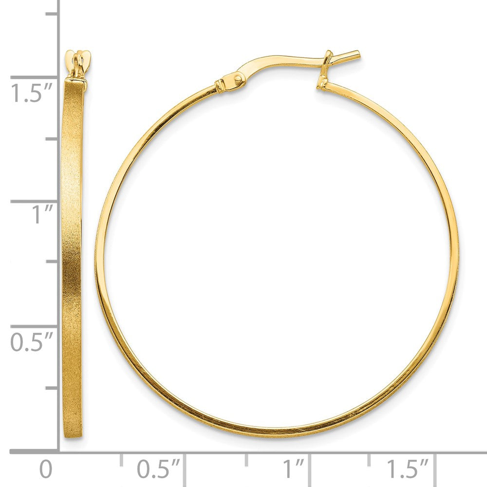 14k Brushed and Polished 2mm Hoop Earrings