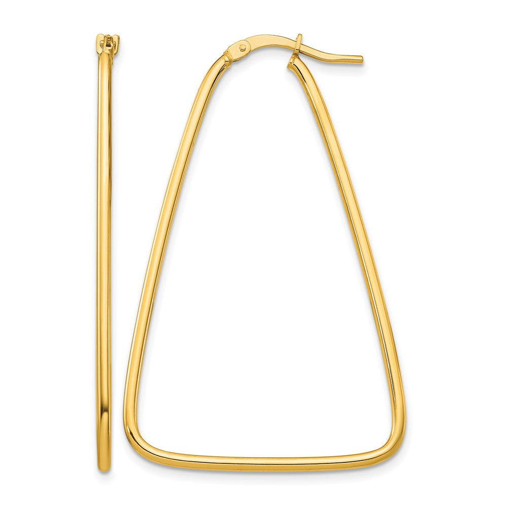 14k 1.5mm Polished Large Triangle Dangle Hoop Earrings