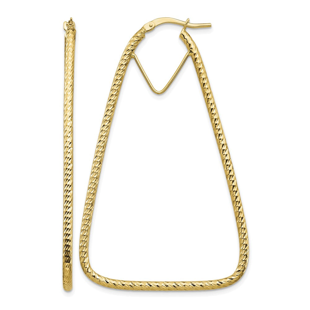14k Polished & Diamond-cut Double Triangle Hoop Earrings