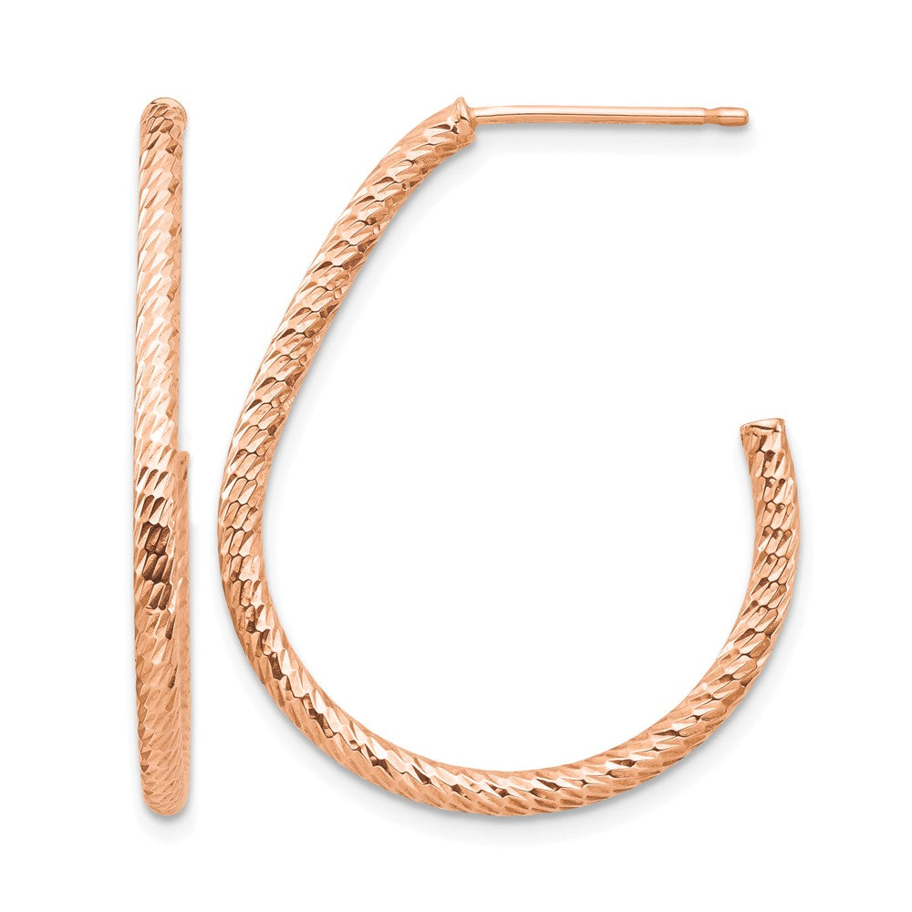 14k Rose Gold Polished Diamond-cut Post Dangle Earrings