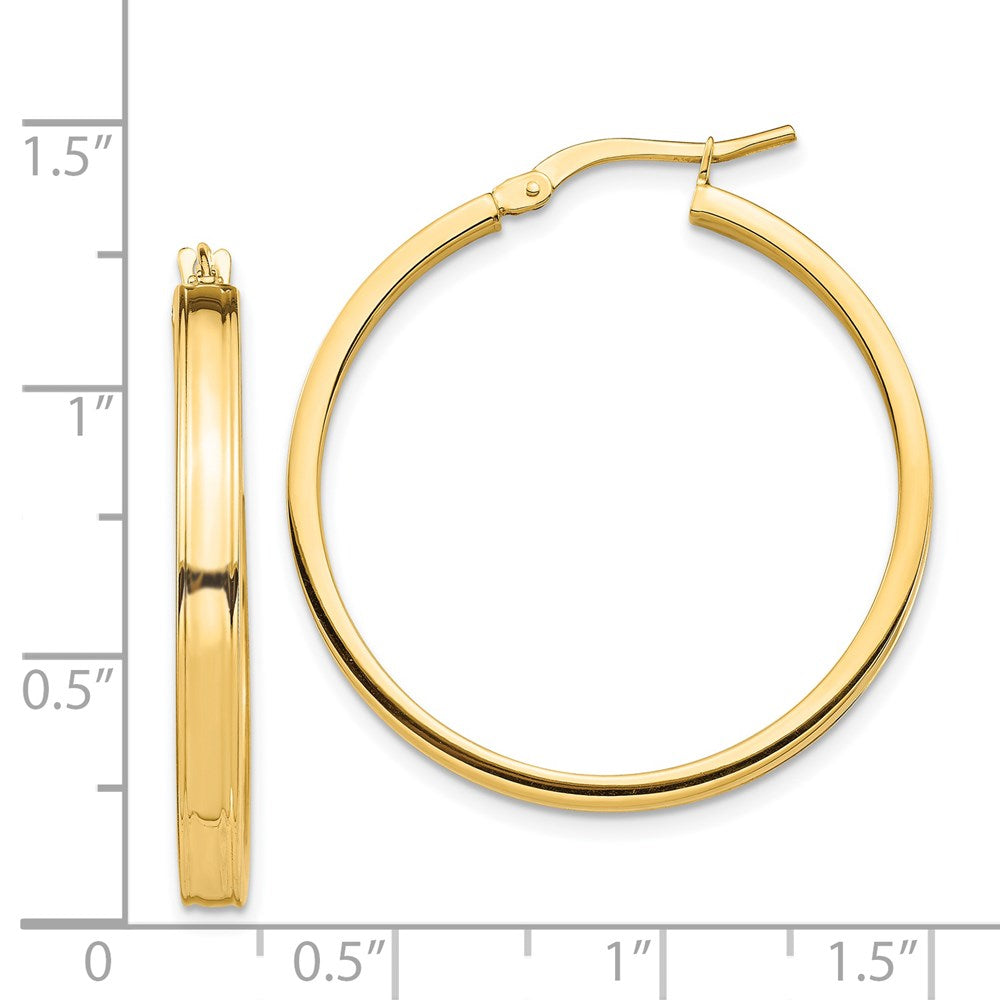 14k Polished 3mm Square Tube Hoop Earrings