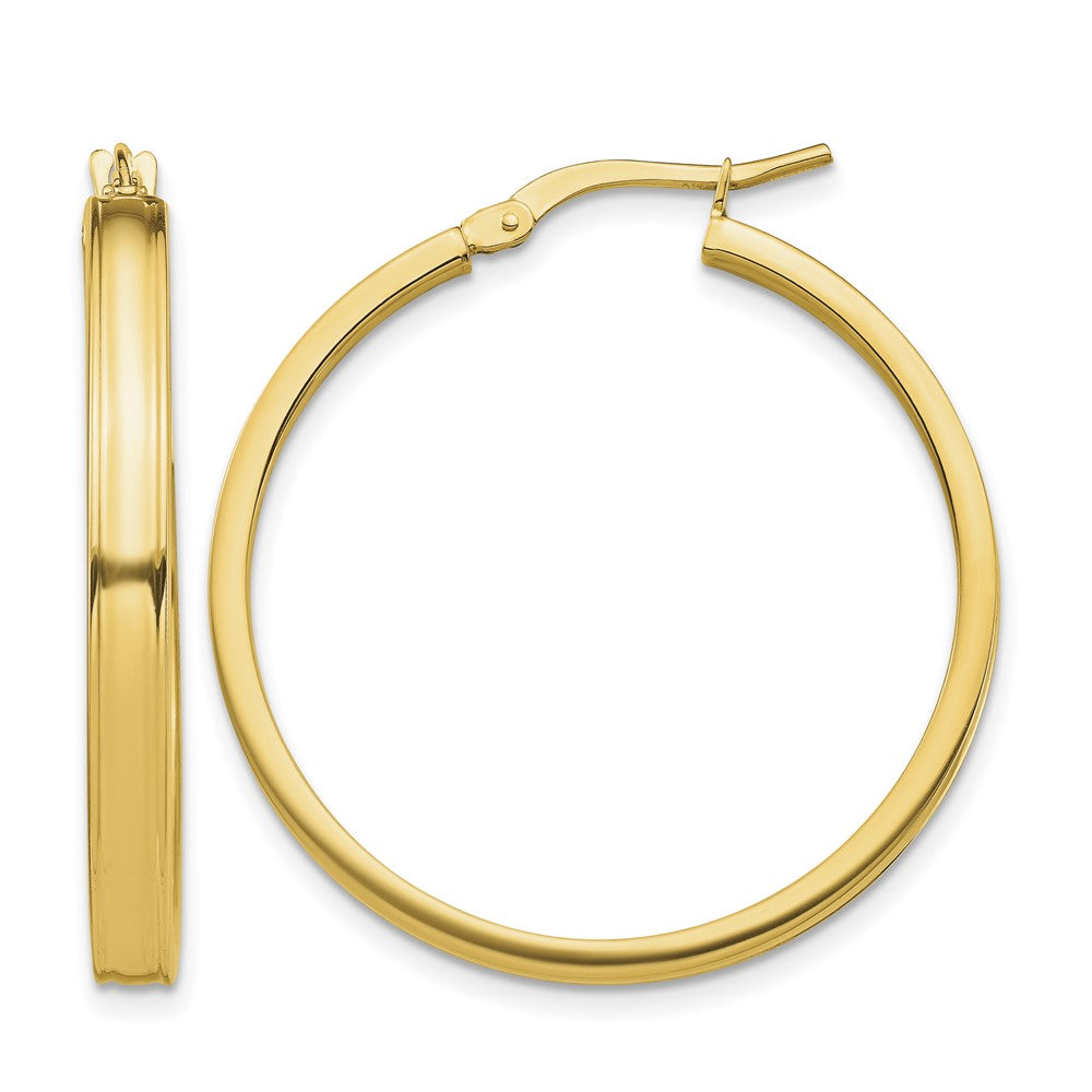 14k Polished 3mm Square Tube Hoop Earrings