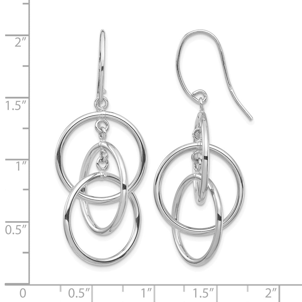 14k White Gold Polished Circles Dangle Earrings