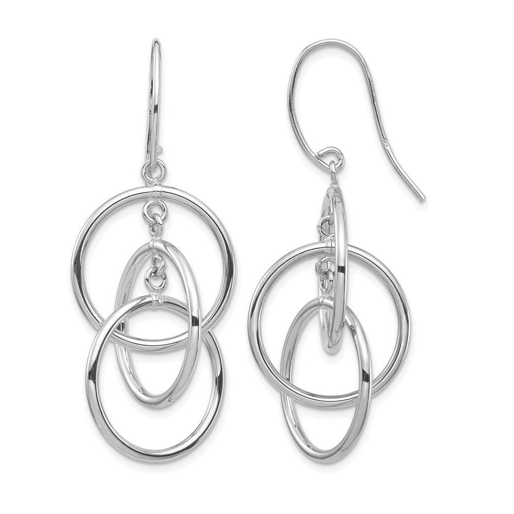 14k White Gold Polished Circles Dangle Earrings