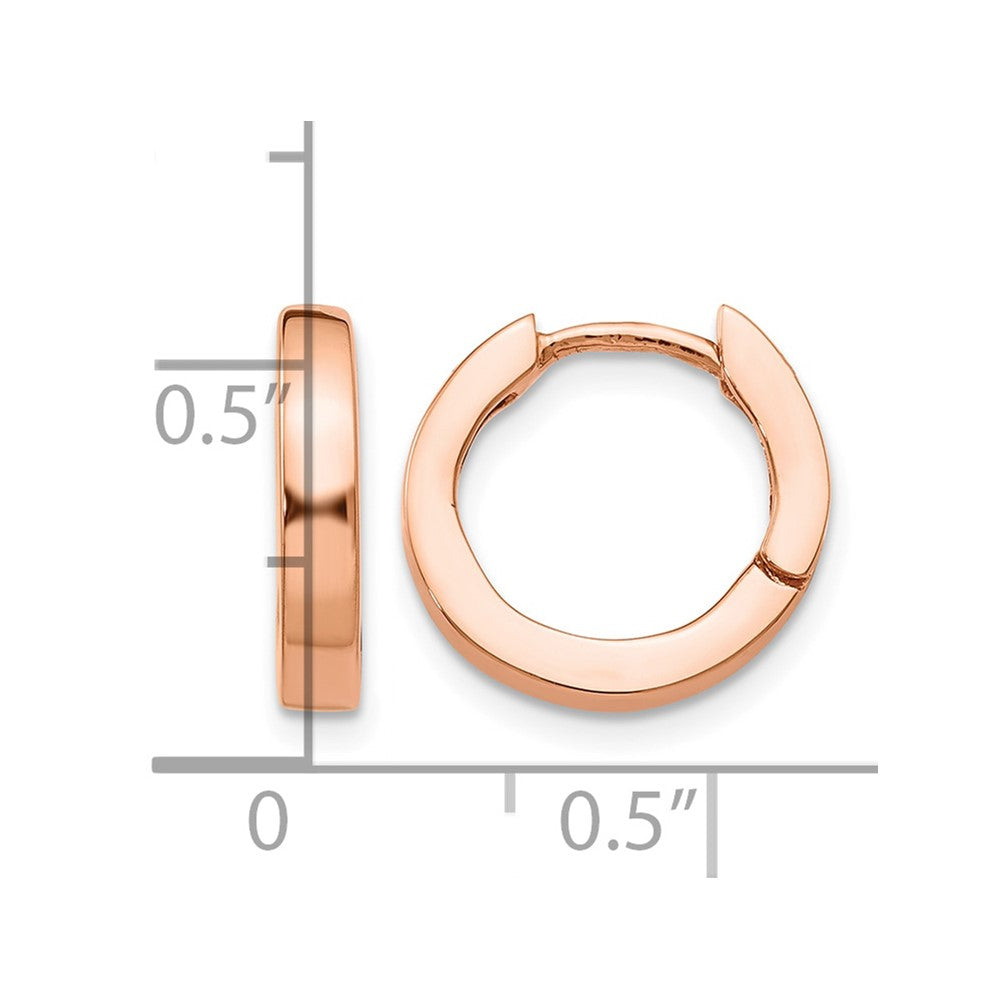 14k Rose Gold Round Hinged Hoop Earrings