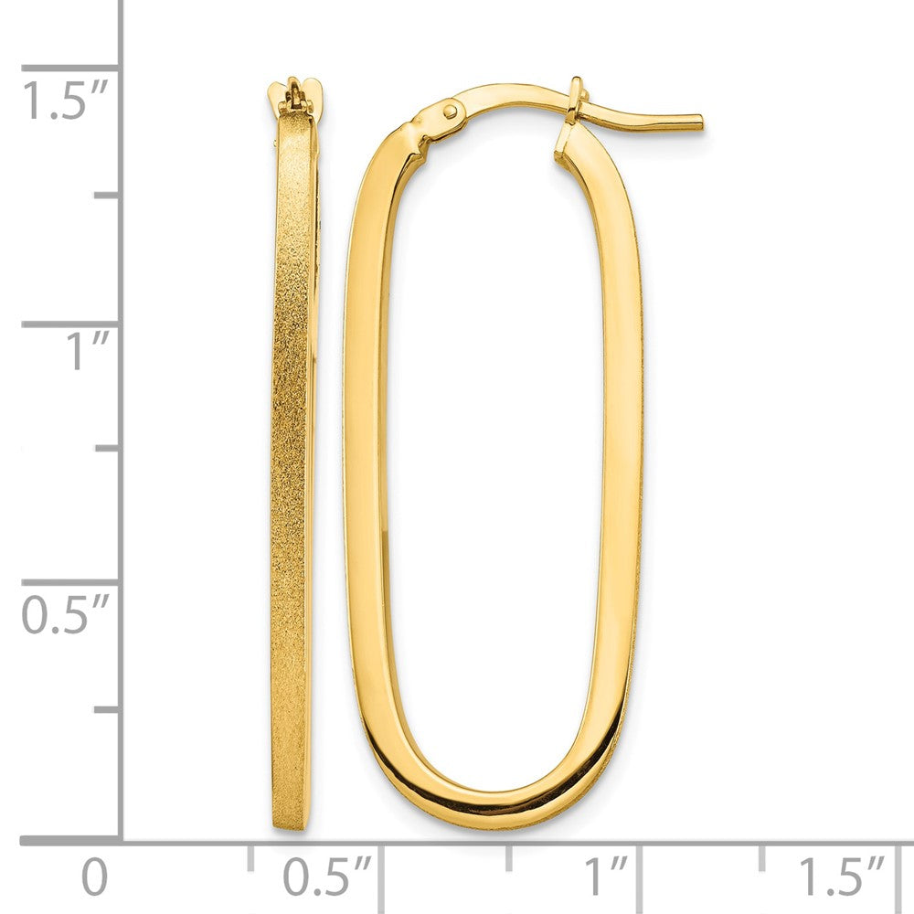 14k Polished & Satin 2mm Oval Hoop Earrings