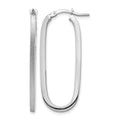 14k White Gold Polished & Satin 2mm Oval Hoop Earrings