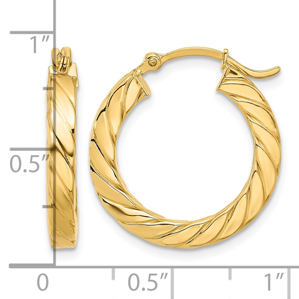 14k Polished Twisted 3mm Hoop Earrings