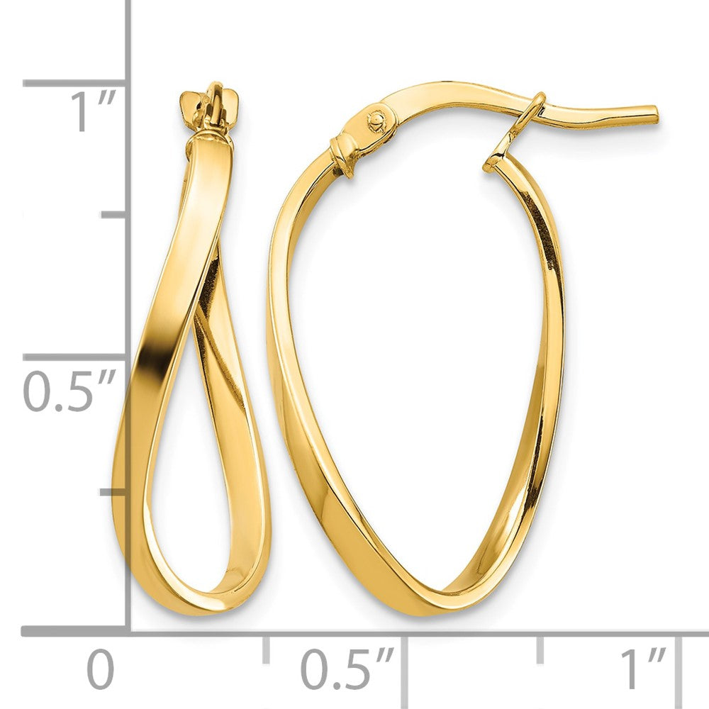 14k Polished 2mm Wavy Hoop Earrings