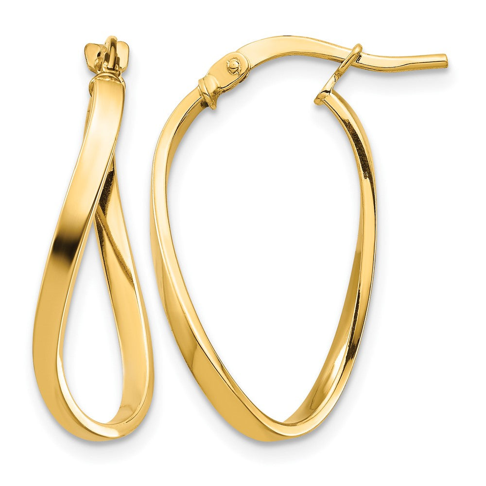 14k Polished 2mm Wavy Hoop Earrings