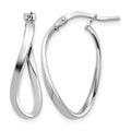 14k White Gold Polished 2mm Wavy Hoop Earrings