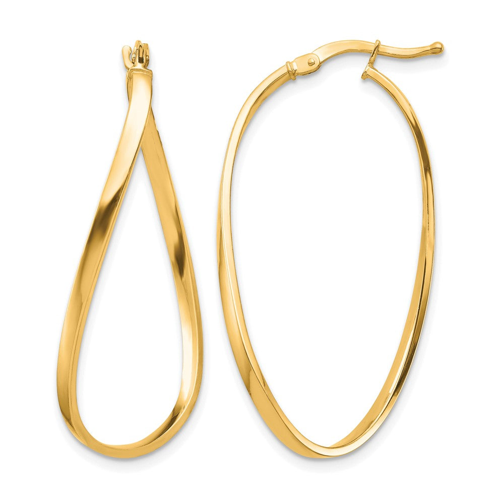 14k Polished 2mm Wavy Hoop Earrings