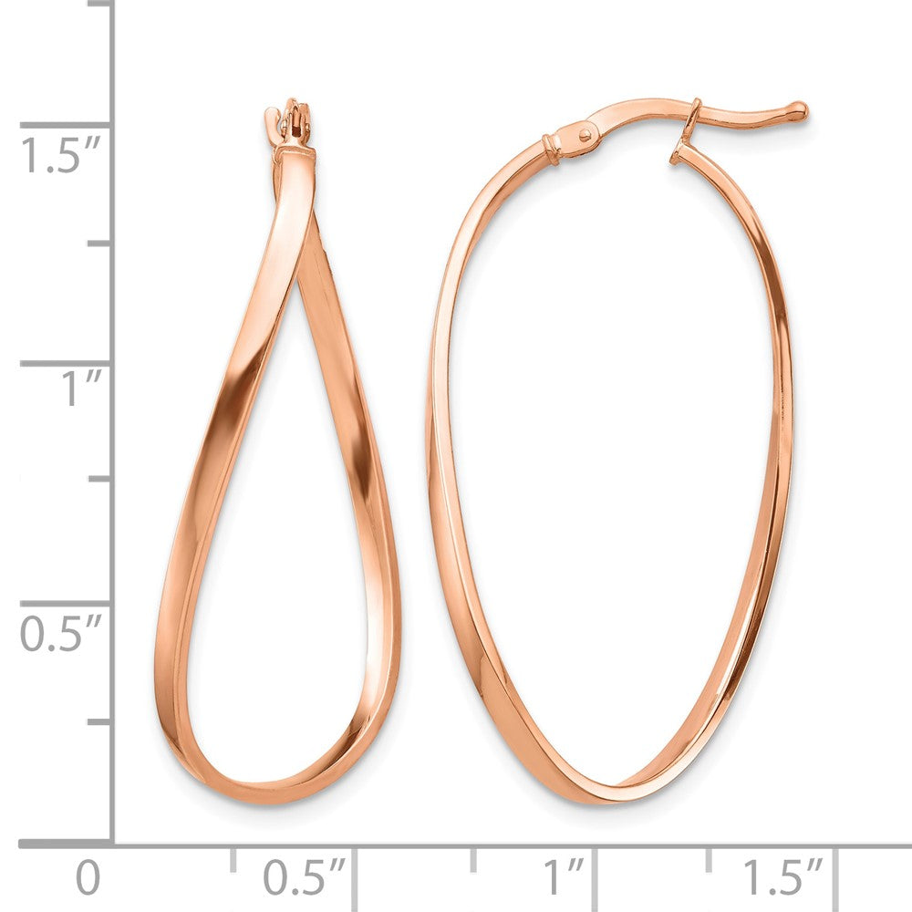 14k Rose Gold 2mm Wavy Hoop Earrings