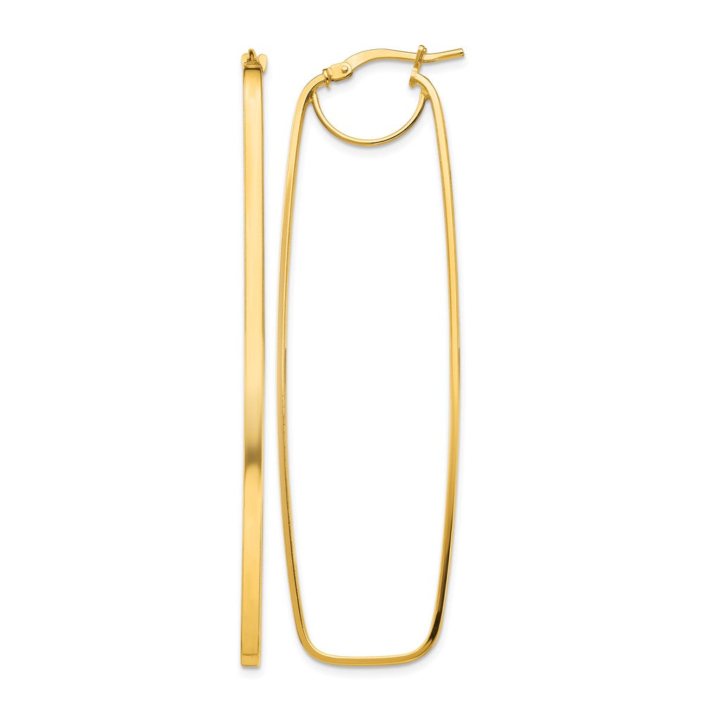 14k Polished 2mm Rectangle Hoop Earrings