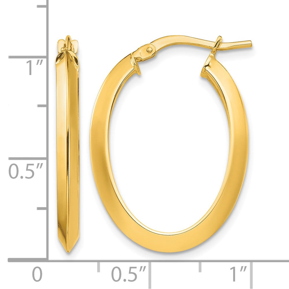 14k Polished 3.5mm Knife Edge Oval Hoop Earrings