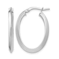 14k White Gold Polished 3.5mm Knife Edge Oval Hoop Earrings