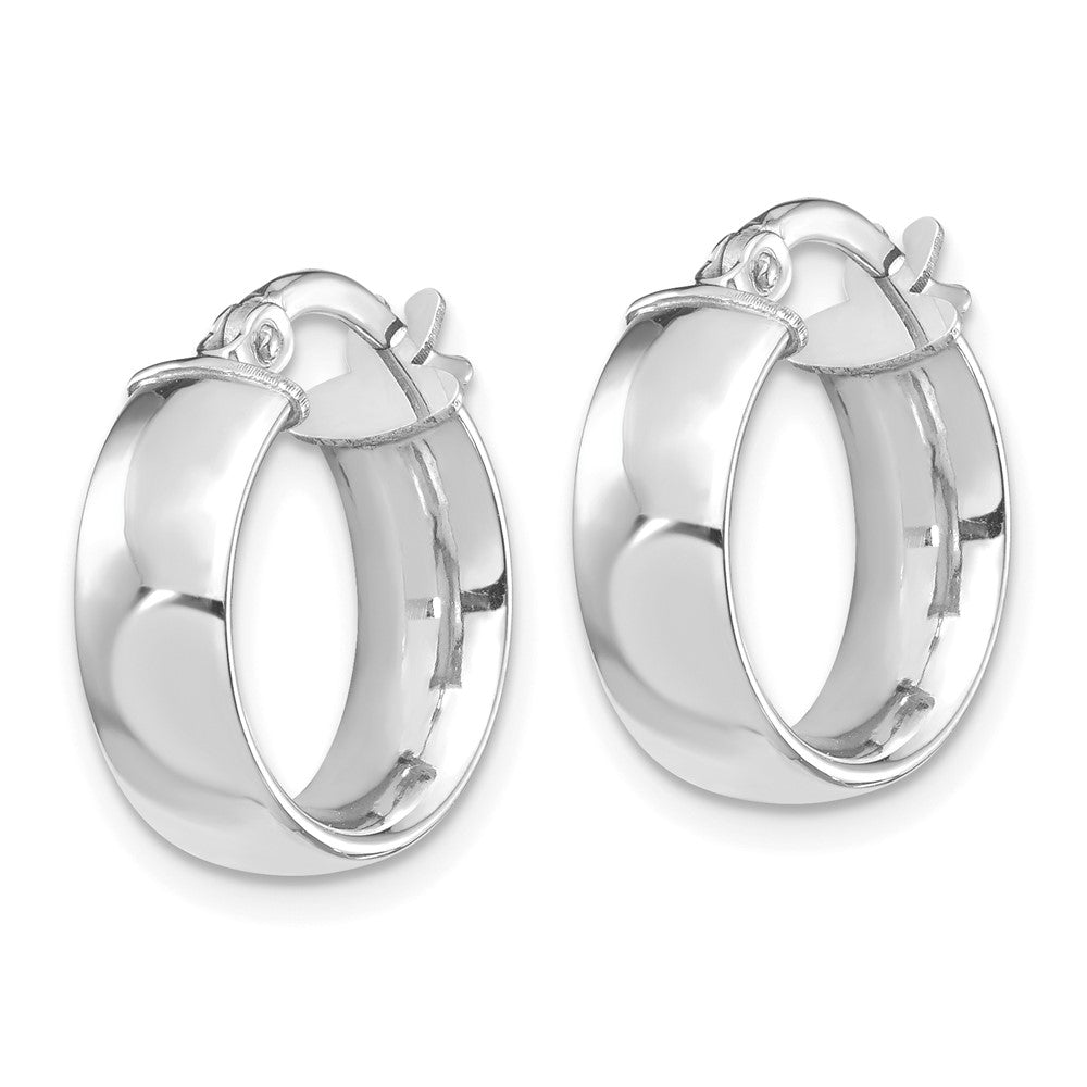 14k White Gold High Polished 5mm Hoop Earrings