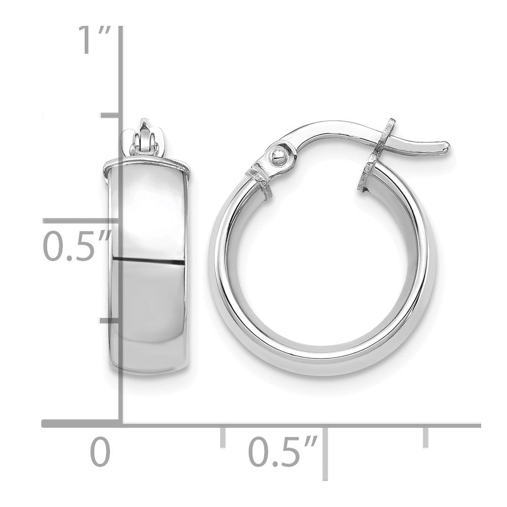 14k White Gold High Polished 5mm Hoop Earrings