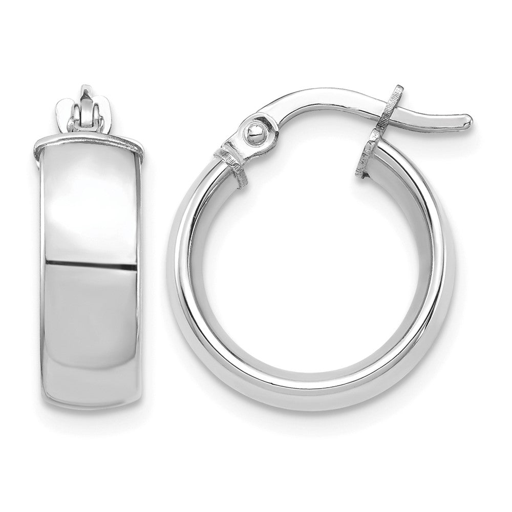 14k White Gold High Polished 5mm Hoop Earrings