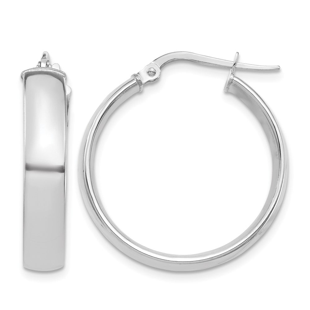 14k White Gold High Polished 5mm Hoop Earrings