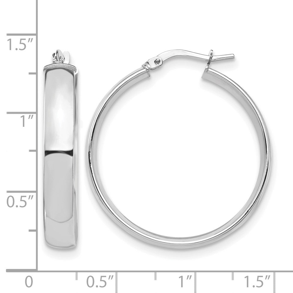 14k White Gold High Polished 5mm Hoop Earrings