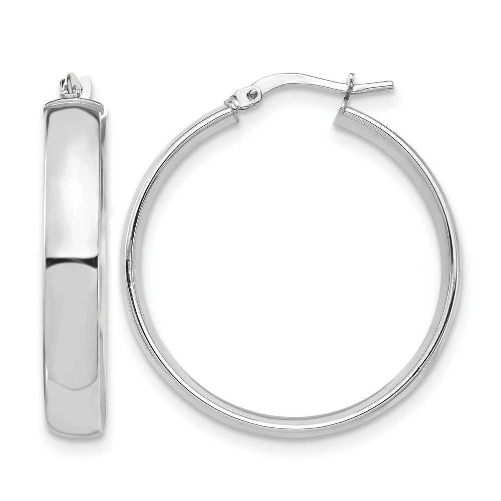 14k White Gold High Polished 5mm Hoop Earrings