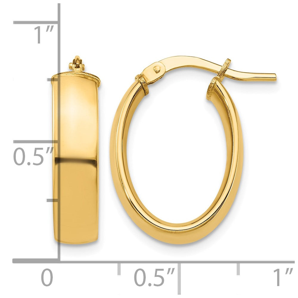 14k High Polished 5mm Oval Hoop Earrings