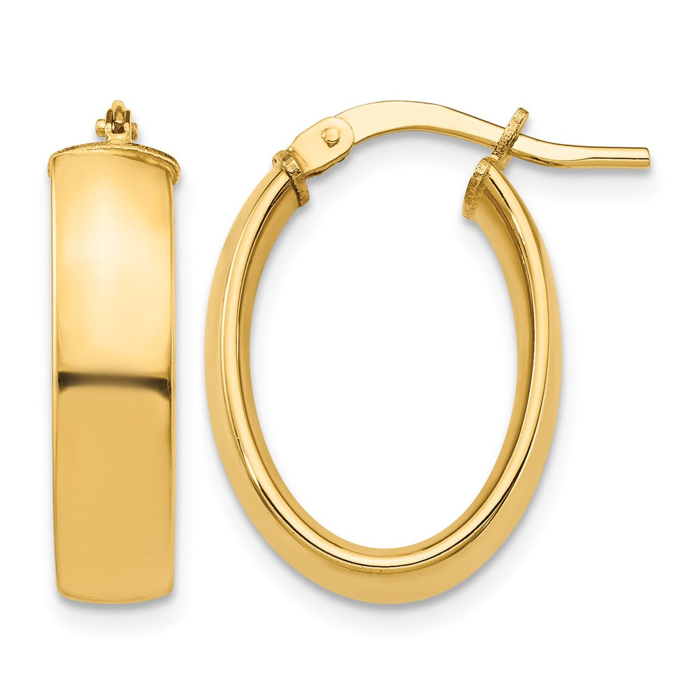14k High Polished 5mm Oval Hoop Earrings