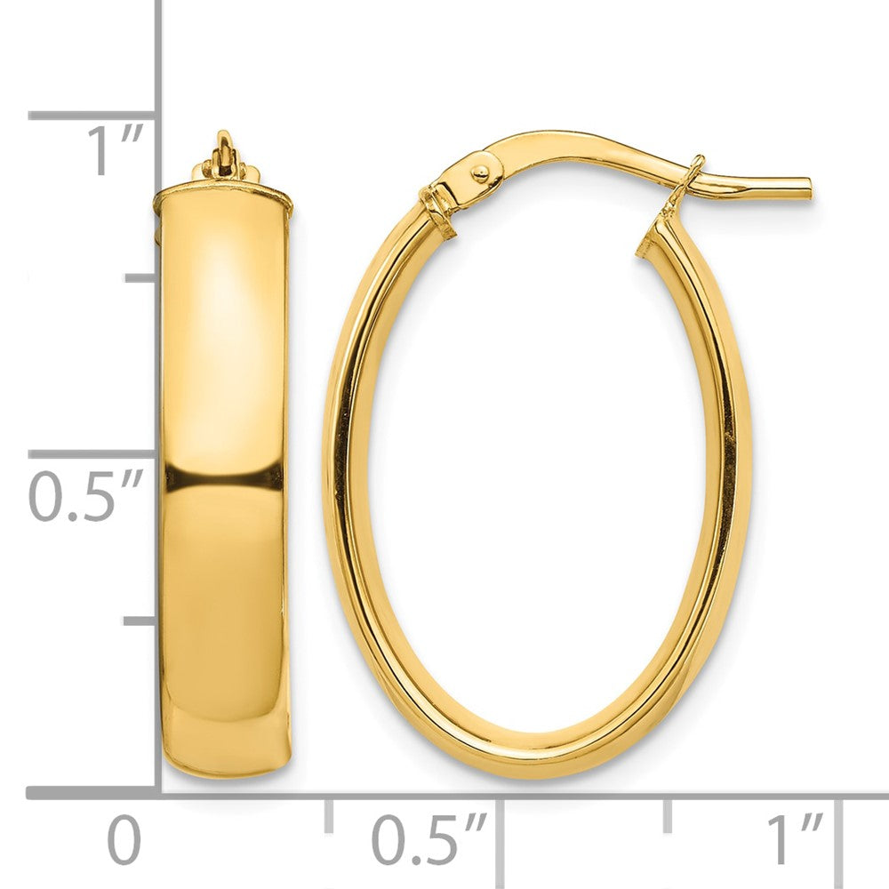 14k High Polished 5mm Oval Hoop Earrings