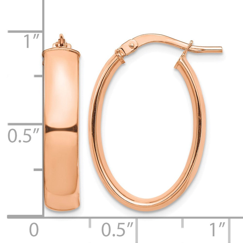 14k Rose Gold High Polished 5mm Oval Hoop Earrings