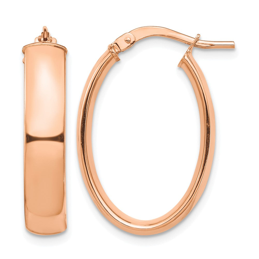 14k Rose Gold High Polished 5mm Oval Hoop Earrings