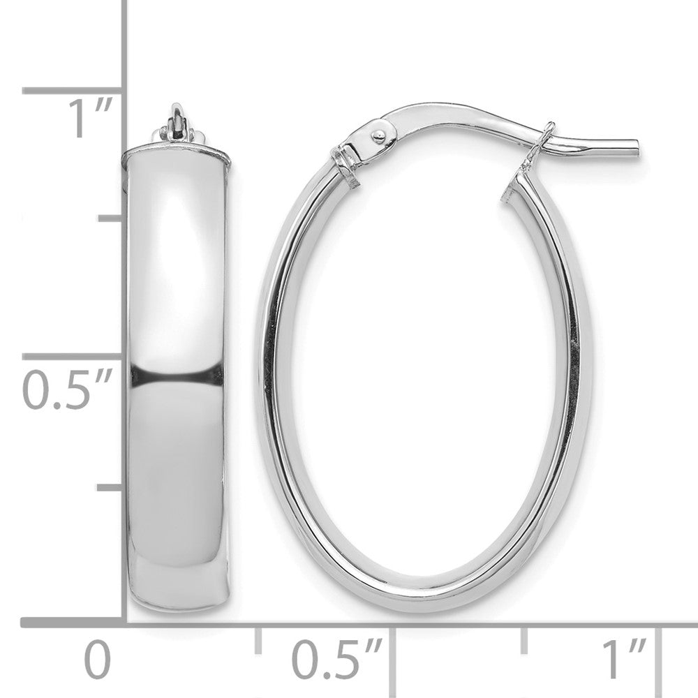 14k White Gold High Polished 5mm Oval Hoop Earrings