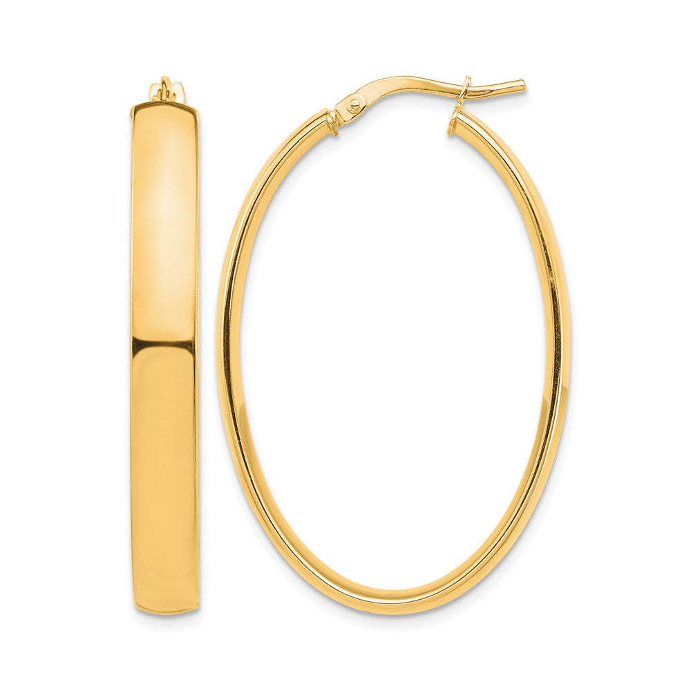 14k High Polished 5mm Oval Hoop Earrings